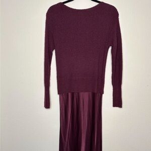 DKNY burgundy silk sweater combo dress